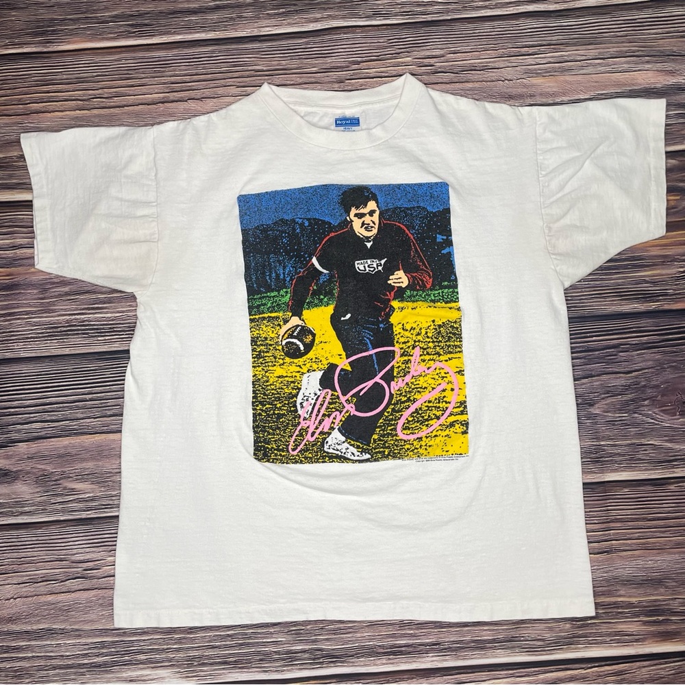 Vintage 1988 Elvis Presley T-Shirt Football Signature Puff Print USA XL RARE - Picture 1 of 13